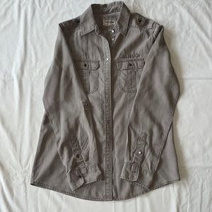 Express button up shirt in size XS. Color is a dull brown/grey
